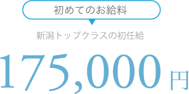 初めてのお給料　新潟トップクラスの初任給　175,000 円